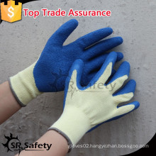 SRSAFETY 10 gauge polycotton crinkle latex palm coated glove/safety gloves